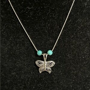 Silver Butterfly Pendant Necklace